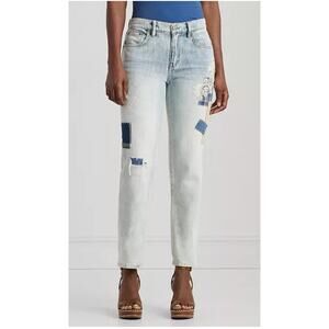 Ralph Lauren RLR Light Wash Patchwork Relaxed Denim Jeans 12